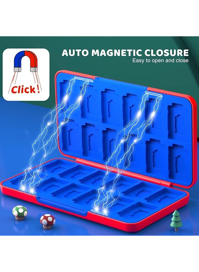 كيلا حامل ألعاب Switch لبطاقة ألعاب Nintendo Switch/Oled/Lite حامل ألعاب Switch مع 24 فتحة ألعاب و24 فتحة بطاقة Micro SD (أحمر وأزرق) - Image 4