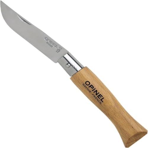 Opinel Stainless Steel INOX Folding Knife, Beechwood Handles, Smaller Sizes No.02 to No.05, Made in France (No.05) - Image 1