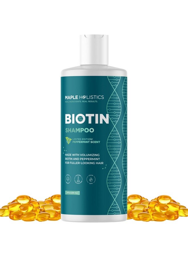 مايبل هوليستكس شامبو البيوتين المكثف للشعر الخفيف - شامبو للشعر الخفيف بزيت الأركان والنعناع والزيوت الأساسية للعناية بالشعر - شامبو نباتي خالٍ من الكبريتات للشعر الجاف التالف وخالٍ من البارابين والقسوة (نعناع) - Image 1