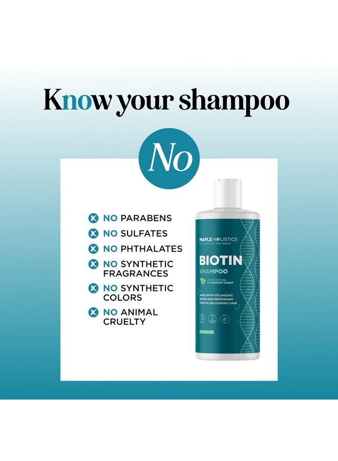 مايبل هوليستكس شامبو البيوتين المكثف للشعر الخفيف - شامبو للشعر الخفيف بزيت الأركان والنعناع والزيوت الأساسية للعناية بالشعر - شامبو نباتي خالٍ من الكبريتات للشعر الجاف التالف وخالٍ من البارابين والقسوة (نعناع) - Image 3