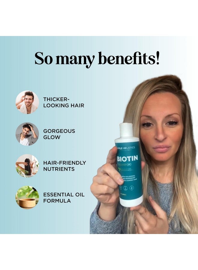 مايبل هوليستكس شامبو البيوتين المكثف للشعر الخفيف - شامبو للشعر الخفيف بزيت الأركان والنعناع والزيوت الأساسية للعناية بالشعر - شامبو نباتي خالٍ من الكبريتات للشعر الجاف التالف وخالٍ من البارابين والقسوة (نعناع) - Image 2