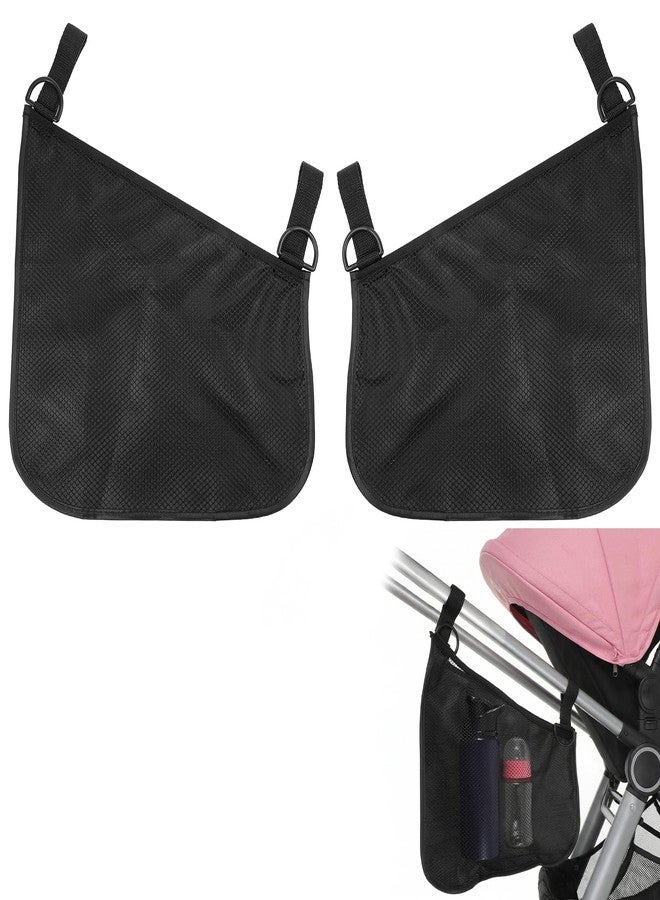 WJIAAA 2 Pack Side Sling Stroller Organizer, Universal Portable Side Sling Stroller with Mesh Cargo Net, Black Adjustable Mesh Storage Bag with Non-Slip Straps for Extra Cargo Space - Image 1