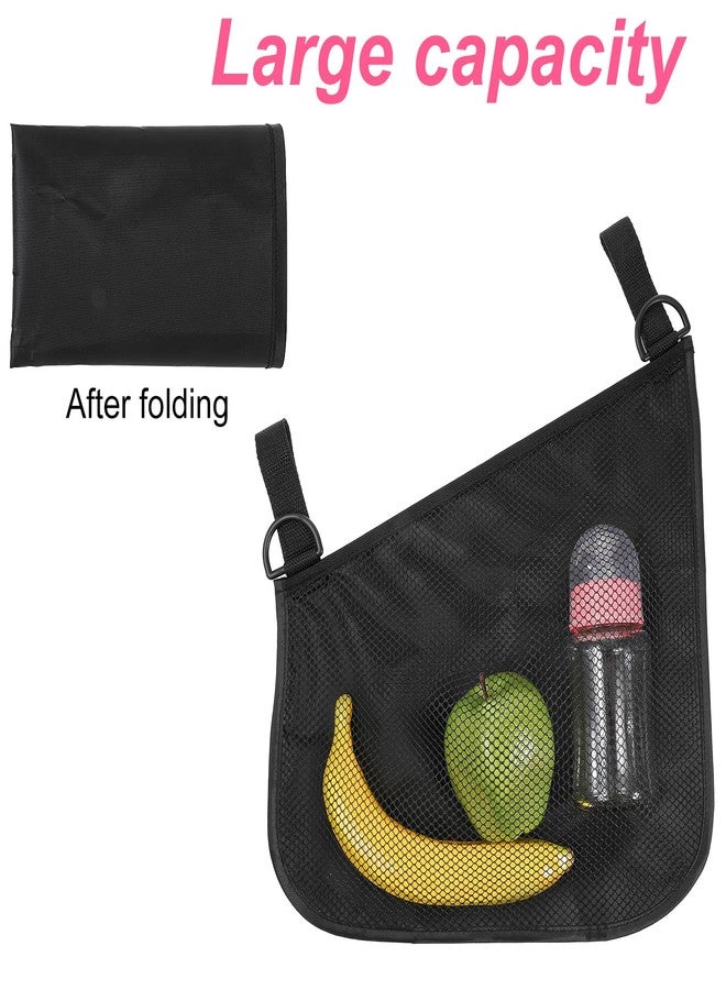 WJIAAA 2 Pack Side Sling Stroller Organizer, Universal Portable Side Sling Stroller with Mesh Cargo Net, Black Adjustable Mesh Storage Bag with Non-Slip Straps for Extra Cargo Space - Image 4