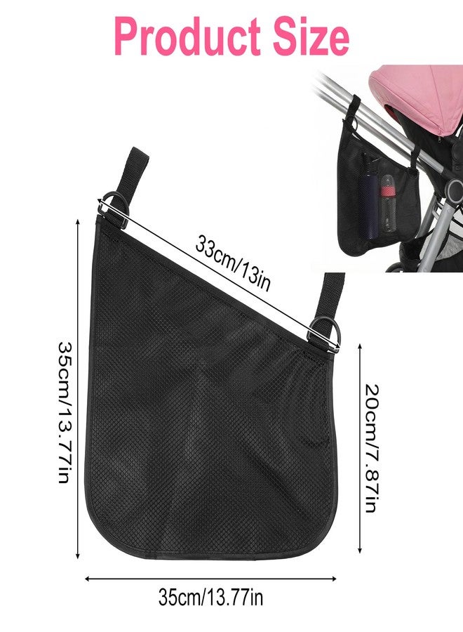 WJIAAA 2 Pack Side Sling Stroller Organizer, Universal Portable Side Sling Stroller with Mesh Cargo Net, Black Adjustable Mesh Storage Bag with Non-Slip Straps for Extra Cargo Space - Image 3