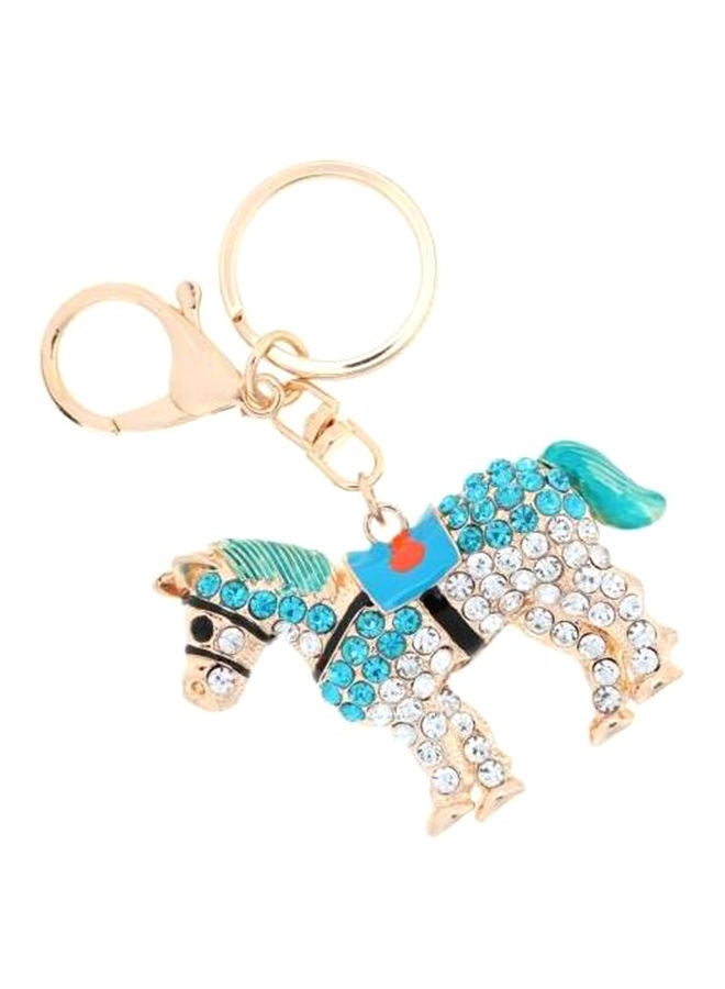 NIBEMINENT Aureate Rhinestone Hollow Horse Key Chain