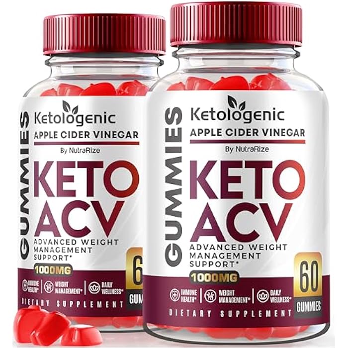 NutraRize (Pack of 2 Ketologenic Keto ACV Gummies Advanced Weight Loss, Ketologenic Detox Formula, Apple Cider Vinegar Supplement (120 Gummies) - Image 1
