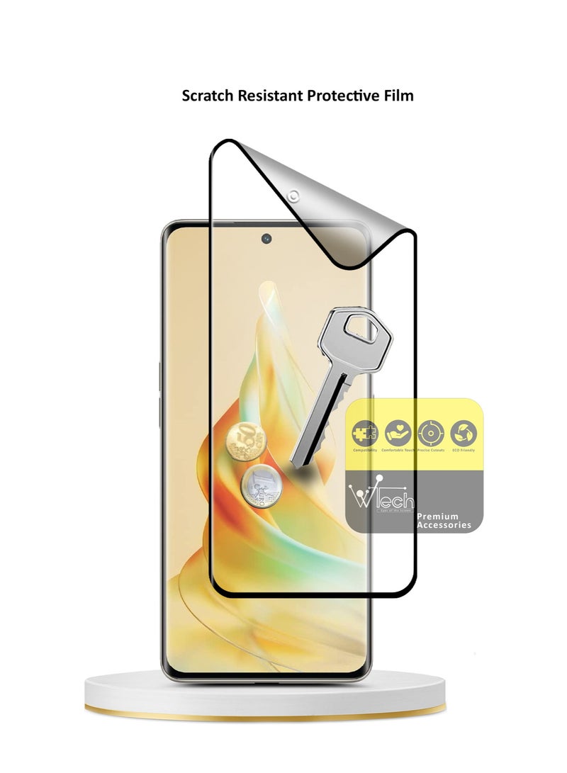 Wtech Oppo Reno8 T 5G 2023 Nano Matte Ceramic Anti Fingerprint Full Glue Full Cover Flexible Screen Protector (MSCNMN) - Clear/Black - Image 2