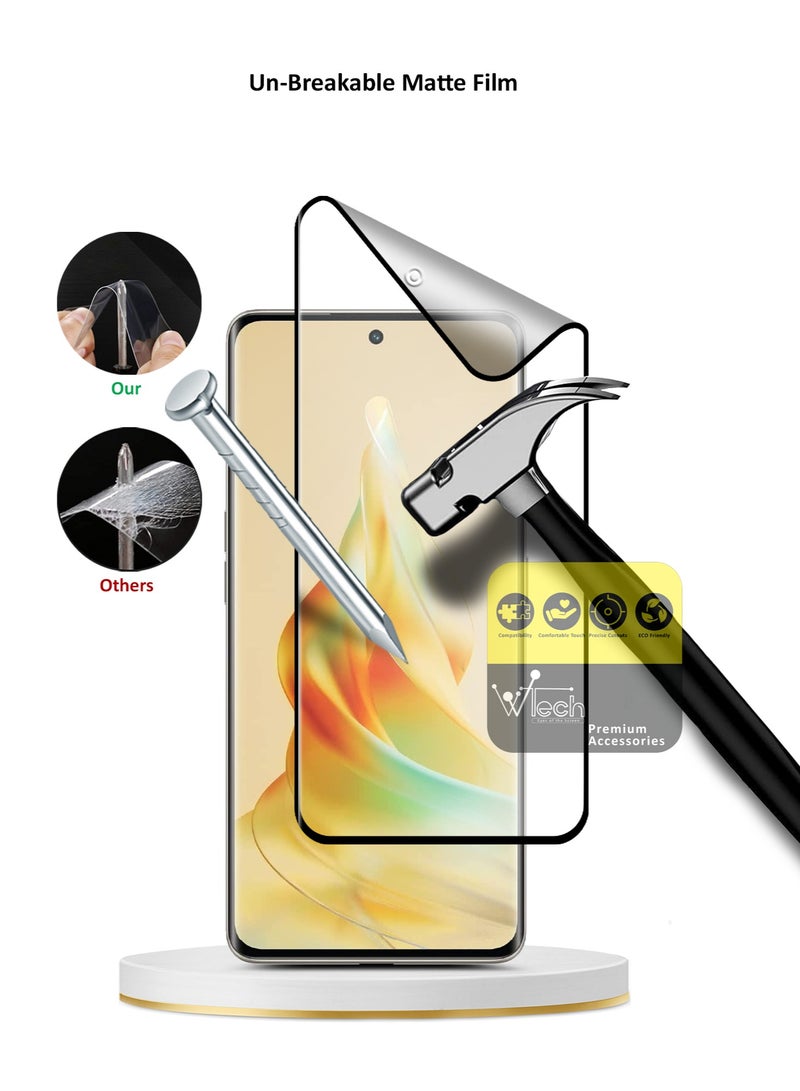 Wtech Oppo Reno8 T 5G 2023 Nano Matte Ceramic Anti Fingerprint Full Glue Full Cover Flexible Screen Protector (MSCNMN) - Clear/Black - Image 4
