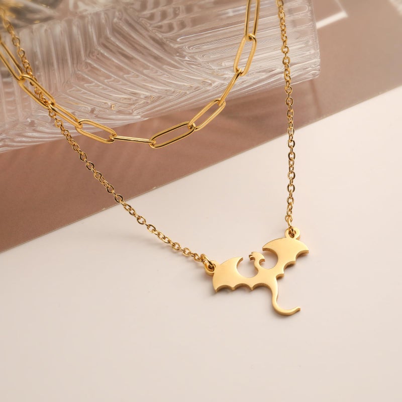 Flvkev Fourth Merch Necklace 4th Merchandise Dragon Gold Necklaces for Women Accessories Book Lovers Gifts - Image 3