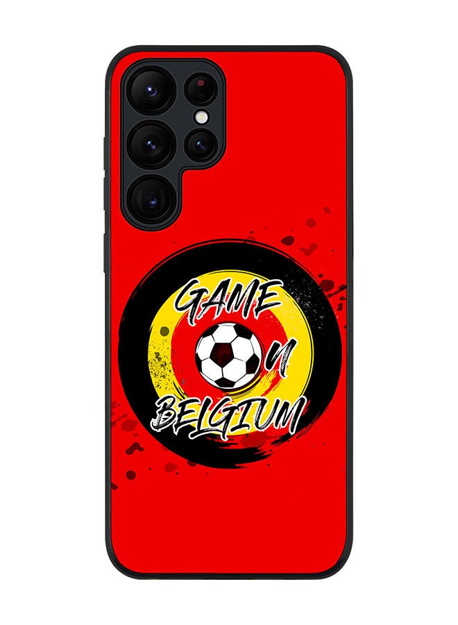 Stylizedd Rugged Black edge case for Samsung Galaxy S23 Ultra 5G Slim fit Soft Case Flexible Rubber Edges Anti Drop TPU Gel Thin Cover - Game on Belgium - Image 1