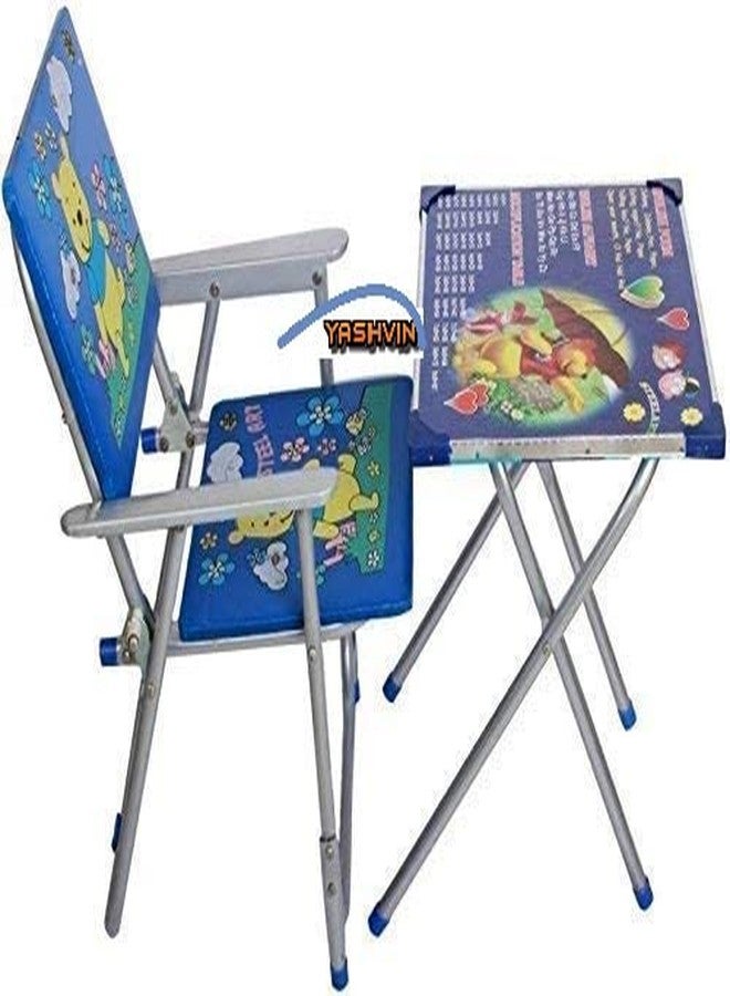 PS SHEVIN® Kids Table and Chair Set क ख ग,ABCD,1234 Pattern Printed Rounded Edges Foldable Study Table and Chair Set for Kids Boy and Girl (Age 2 to 7 Year Old) (Design May Vary) ||AS08 - Image 1