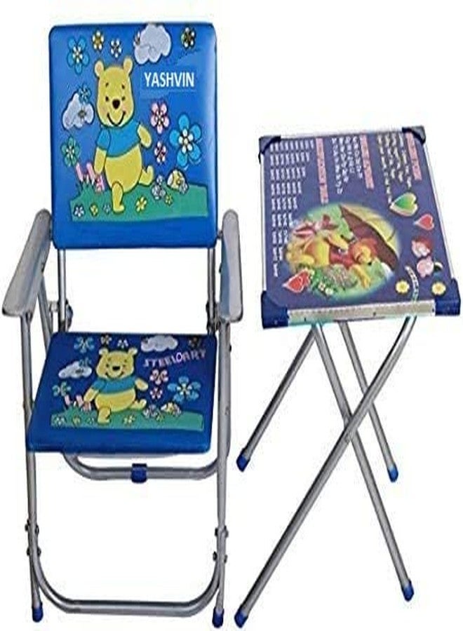 PS SHEVIN® Kids Table and Chair Set क ख ग,ABCD,1234 Pattern Printed Rounded Edges Foldable Study Table and Chair Set for Kids Boy and Girl (Age 2 to 7 Year Old) (Design May Vary) ||AS08 - Image 2