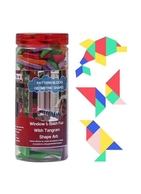 Cocomoco Pattern Blocks Geometric Shapes Puzzles For Toddlers 3 Years Old, Learn Geometry And Art, Educational Toy For 3-5, 6-7 Years, 100+ Pieces