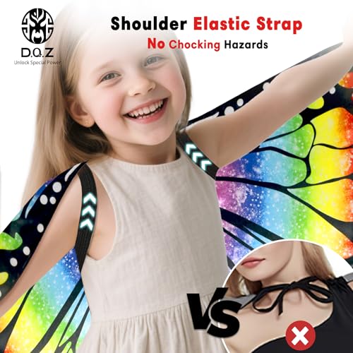 D.Q.Z Double-Sided Fairy Butterfly-Wings Costume for Girls Kids Dress-Up Halloween Costumes Mask Headband as Gifts (Rainbow) - Image 5
