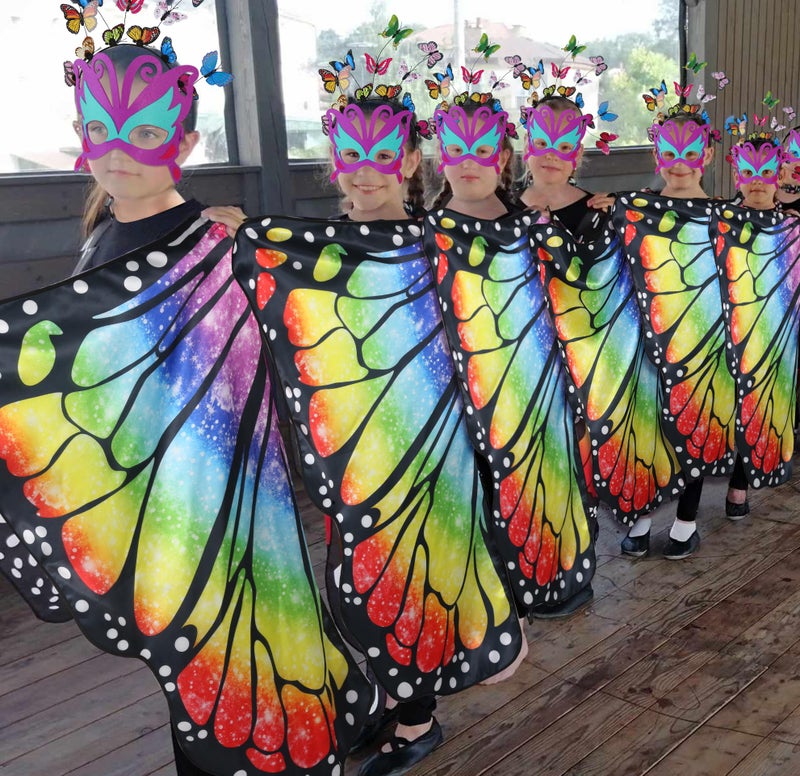 D.Q.Z Double-Sided Fairy Butterfly-Wings Costume for Girls Kids Dress-Up Halloween Costumes Mask Headband as Gifts (Rainbow) - Image 4