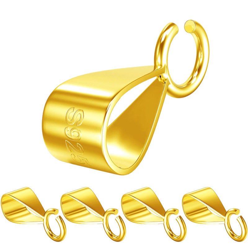 OHINGLT 14K Gold Bails for Pendants Clasp with Open Loop925 Sterling Silver Jewelry Bails for Pendants Slider Connectors for Necklace Jewelry Making Made in Italy5Pcs