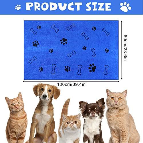 Chumia 4 Pcs Dog Towels for Drying Dog Puppy Bulk Microfiber Absorbent Paw Towel Pet Bathing Supplies Quick Drying for Medium Cats Pets Shower24 x 40 InchDark Blue - Image 3
