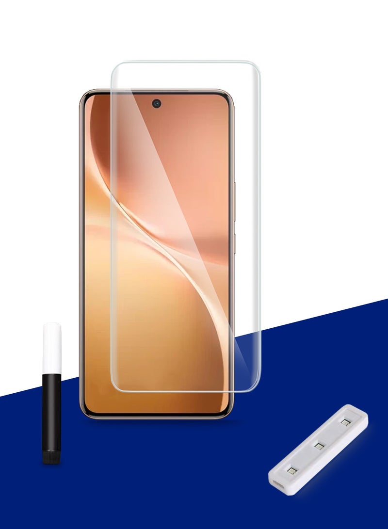 Wtech vivo V60 5G 2025 Premium Curved Edges UV Full Glue Full Cover Tempered Glass Screen Protector (MSGUCN) - Clear - Image 1