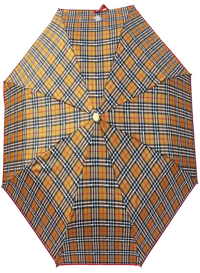 Aseenaa Windproof Folding Check Umbrella For Women And Men | Short 3 Fold Stylish Umbrella For Heavy Rain And Sun For Girls Boys And Mens | 8ribs, D-112cm, L-96cm, H-58cm | (Brown) - Image 4