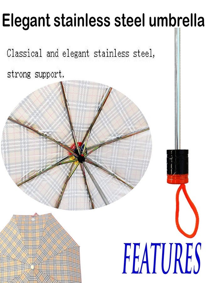 Aseenaa Windproof Folding Check Umbrella For Women And Men | Short 3 Fold Stylish Umbrella For Heavy Rain And Sun For Girls Boys And Mens | 8ribs, D-112cm, L-96cm, H-58cm | (Brown) - Image 5