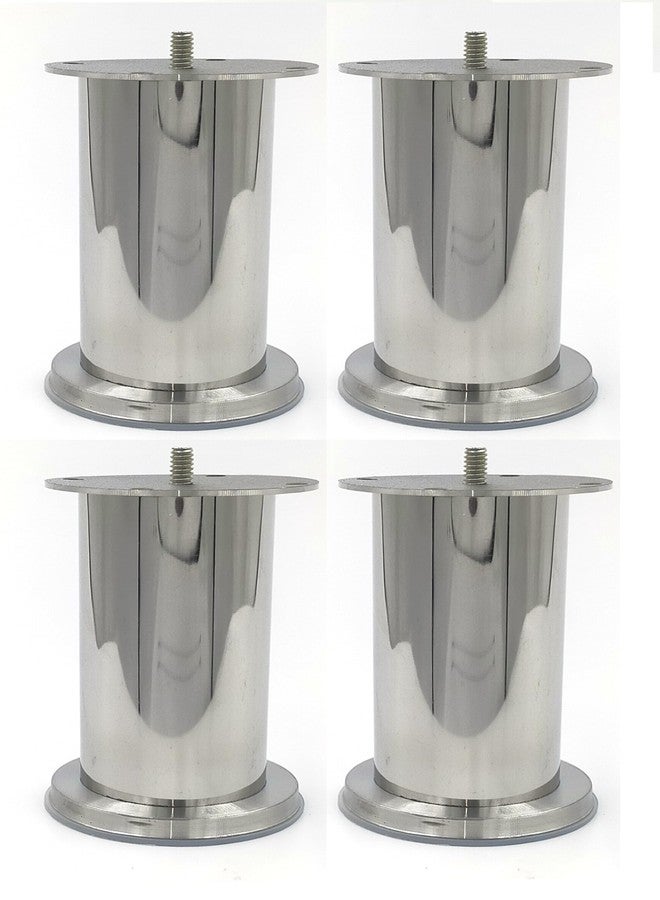 VMD, S.S 3" X 50 mm X 2 mm HEVY Plate Silver Finish Round Model Furniture Sofa, Bed, cabinat Legs - (Pack of 4) - Image 1