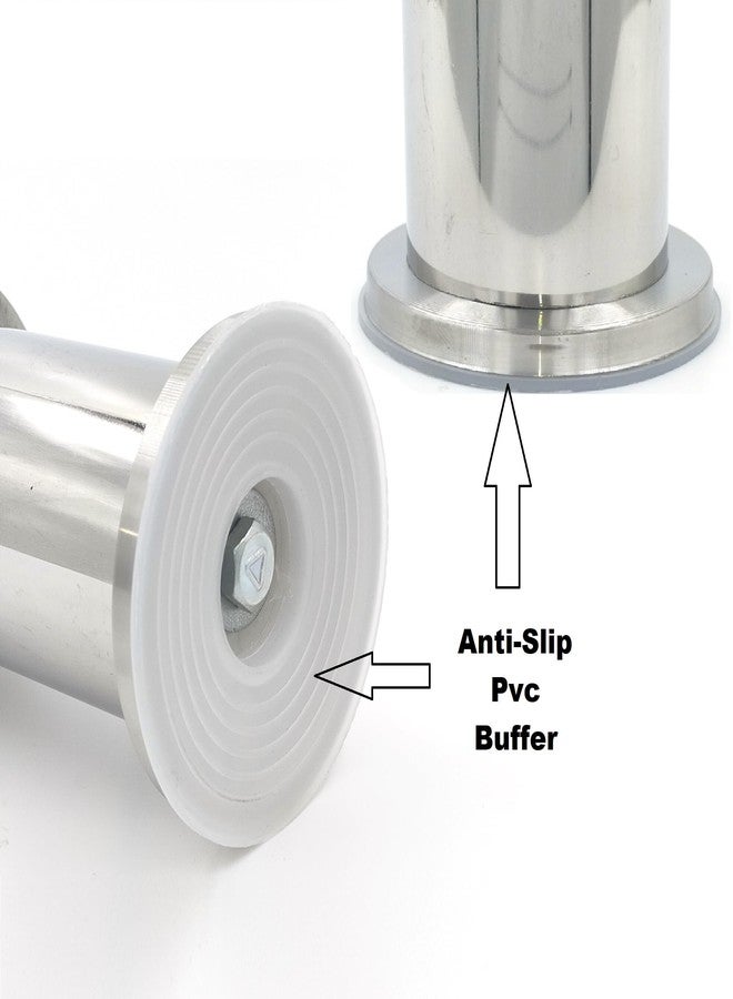 VMD, S.S 3" X 50 mm X 2 mm HEVY Plate Silver Finish Round Model Furniture Sofa, Bed, cabinat Legs - (Pack of 4) - Image 3