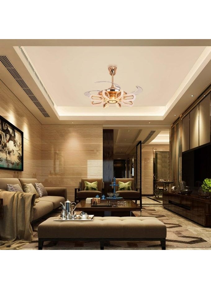 Decor Chronicle Decor Chronicle Gold Ceiling Fan for Living Room BLDC Fan with Remote Control 4 Retractable ABS Blades Smart Fan for Home Warm White Natural White Cold White  - Image 4