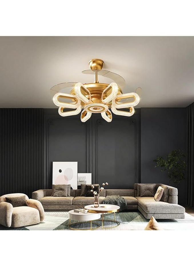 Decor Chronicle Decor Chronicle Gold Ceiling Fan for Living Room BLDC Fan with Remote Control 4 Retractable ABS Blades Smart Fan for Home Warm White Natural White Cold White  - Image 1