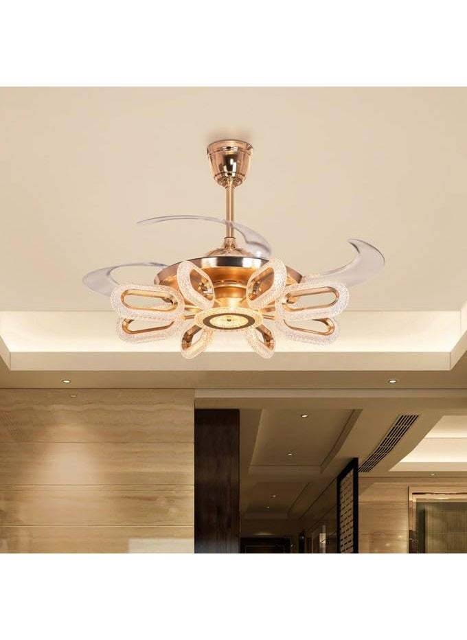 Decor Chronicle Decor Chronicle Gold Ceiling Fan for Living Room BLDC Fan with Remote Control 4 Retractable ABS Blades Smart Fan for Home Warm White Natural White Cold White  - Image 2