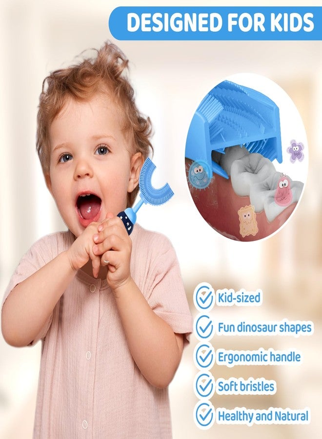 ZMRZ U-Shaped Toothbrush for Kids Ages 2-7， Soft Food-Grade Silicone for Sensitive Gums， 360° Teeth Cleaning Design，Training & Travel-Friendly Toddlers' Toothbrush (Blue) - Image 3