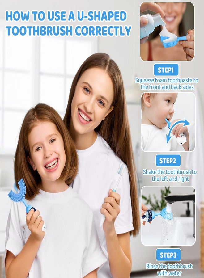 ZMRZ U-Shaped Toothbrush for Kids Ages 2-7， Soft Food-Grade Silicone for Sensitive Gums， 360° Teeth Cleaning Design，Training & Travel-Friendly Toddlers' Toothbrush (Blue) - Image 5
