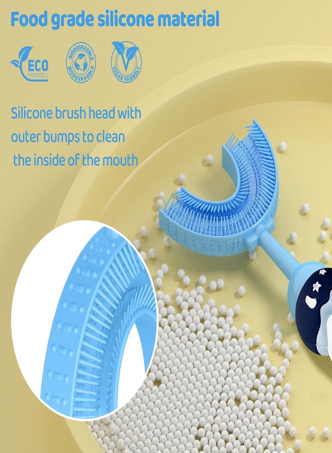 ZMRZ U-Shaped Toothbrush for Kids Ages 2-7， Soft Food-Grade Silicone for Sensitive Gums， 360° Teeth Cleaning Design，Training & Travel-Friendly Toddlers' Toothbrush (Blue) - Image 2