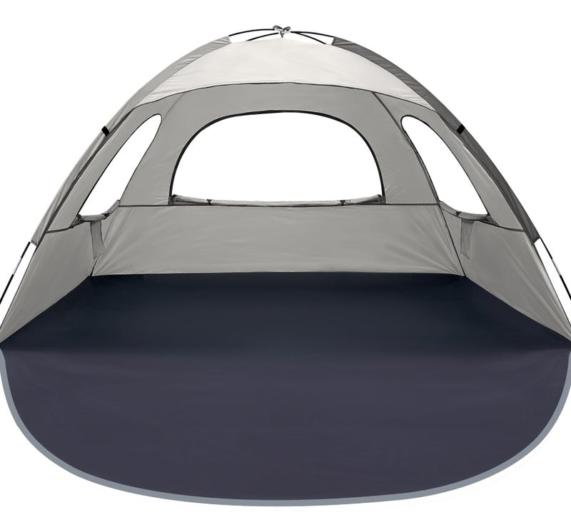 WhiteFang Beach Tent Anti-UV Portable Sun Shade Shelter for 4 Person, Extendable Floor with 3 Ventilating Mesh Windows Plus Carrying Bag, Stakes and Guy Lines (Baby's Breath) - Image 1