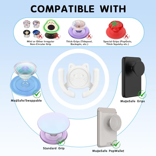 HOMEFOX Multi-Surface Holder Car Mount 3 Pack Compatible for Popsocket Holder Grips Hand-Free Device Support Home Office Desk Wall Mount Cute Cat Strong Adhesive Sticky Gel Pad (Black White Pink) - Image 3