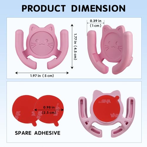HOMEFOX Multi-Surface Holder Car Mount 3 Pack Compatible for Popsocket Holder Grips Hand-Free Device Support Home Office Desk Wall Mount Cute Cat Strong Adhesive Sticky Gel Pad (Black White Pink) - Image 2