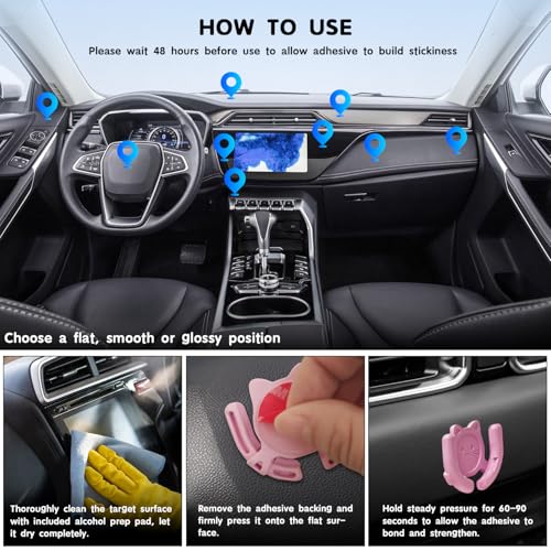 HOMEFOX Multi-Surface Holder Car Mount 3 Pack Compatible for Popsocket Holder Grips Hand-Free Device Support Home Office Desk Wall Mount Cute Cat Strong Adhesive Sticky Gel Pad (Black White Pink) - Image 5