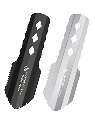 NACETURE Ultralight Backpacking Trowel Aluminum Shovel Small Potty Multitool with Longer Handle Design Essential for Hiking Camping and Survival Bags SilverBlack - Image 1