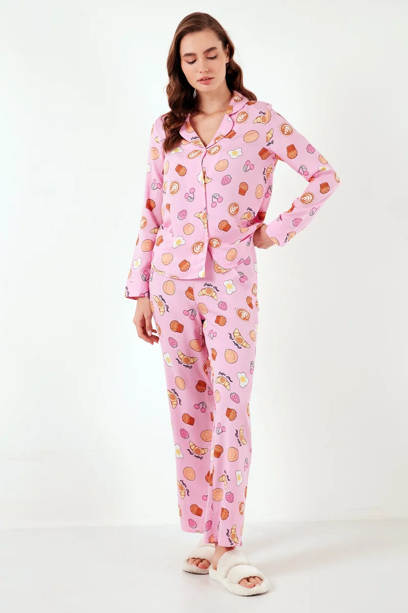 Lela Reguar Fit Soft Textured Pajama Set Women's Pajama Set 611PT288Y