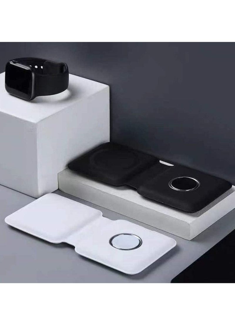Wireless 3 in 1 Foldable Magnetic Power Charger Compatible with Apple Watch (White) - Image 5
