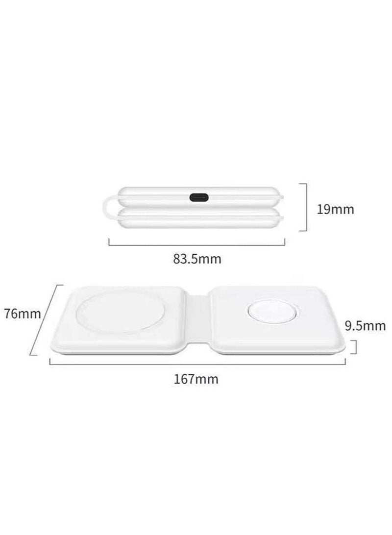 Wireless 3 in 1 Foldable Magnetic Power Charger Compatible with Apple Watch (White) - Image 2