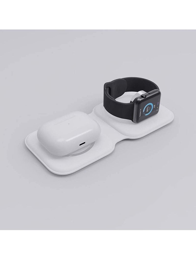 Wireless 3 in 1 Foldable Magnetic Power Charger Compatible with Apple Watch (White) - Image 3
