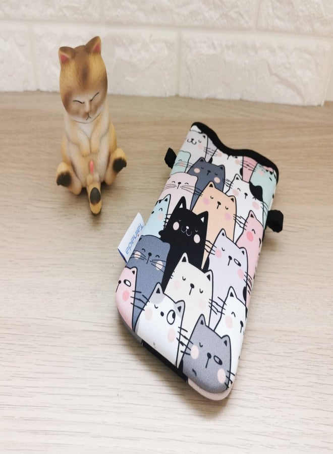 Tainada Men Women Neoprene Phone Sleeve Pouch Case Bag with Crossbody Strap/Neck Lanyard for iPhone 16/15/14 Pro Max, 16/15/14 Plus, Samsung S25, A55, Google Pixel 9 (Doodle Cats Style 1) - Image 3