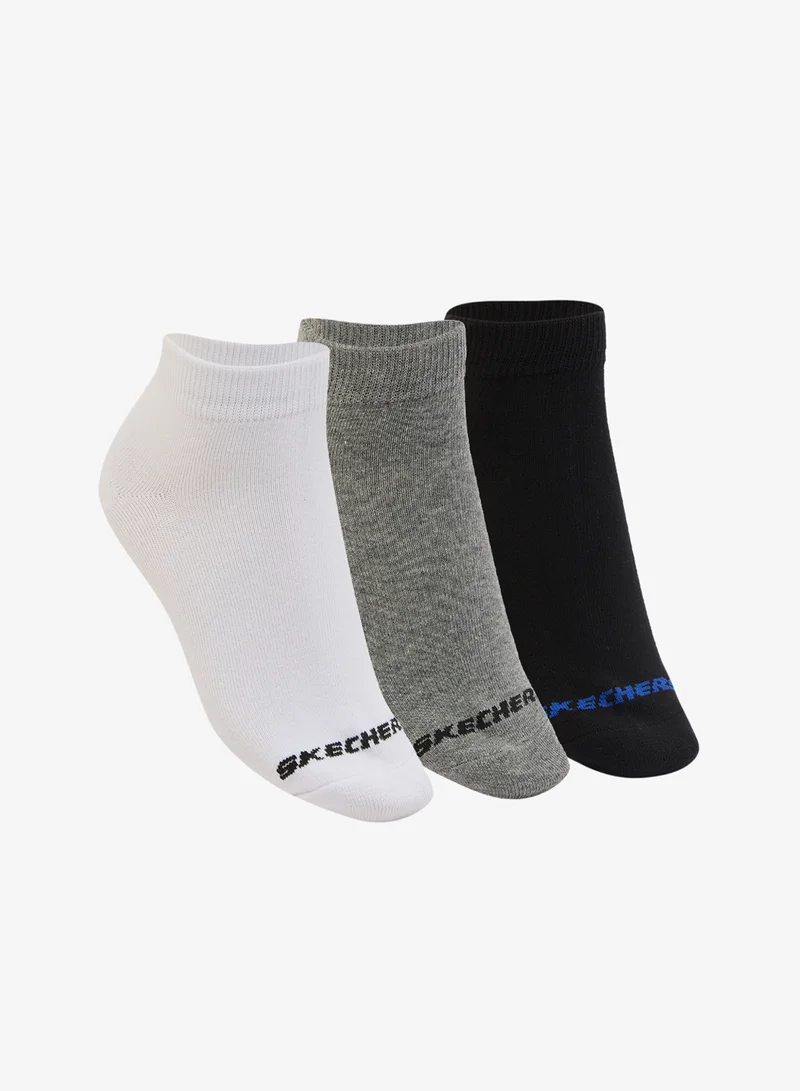 SKECHERS 3 Pack Non-Terry Quarter Crew Socks