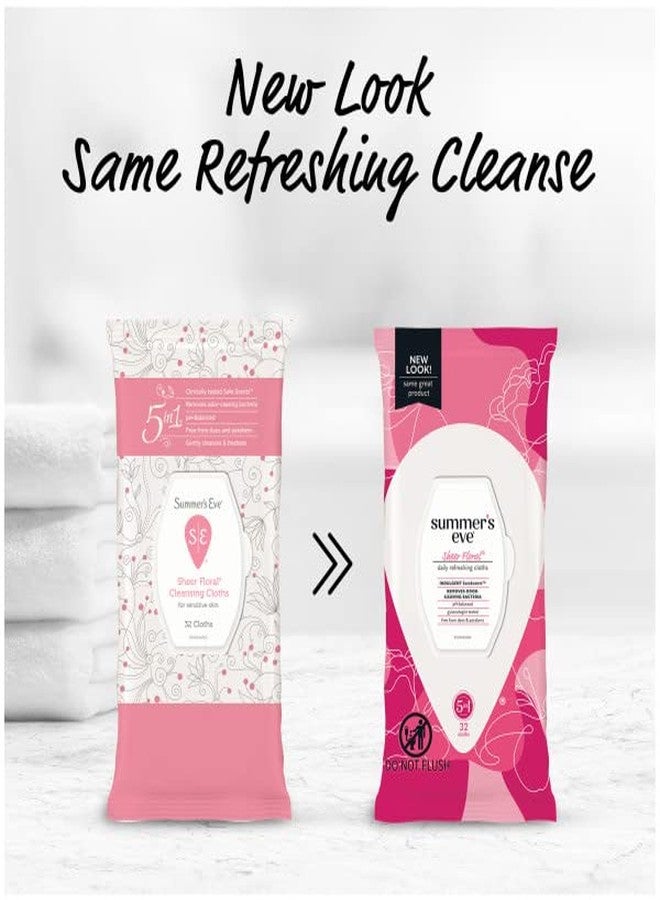 Summer's Eve Feminine Cleansing Cloths, Sensitive Skin, Sheer Floral 32 ea (Pack of 10 - Image 4