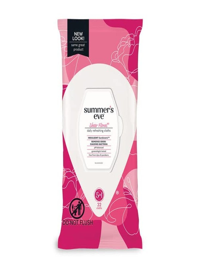 Summer's Eve Feminine Cleansing Cloths, Sensitive Skin, Sheer Floral 32 ea (Pack of 10 - Image 2