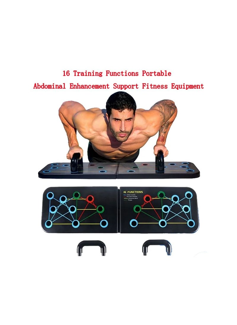 Generic - 1-Piece Multifunctional Folding Support Muscle Exercise Push-Up Board,16 Training Functions Portable Abdominal Enhancement Support Fitness Equipment - Image 1