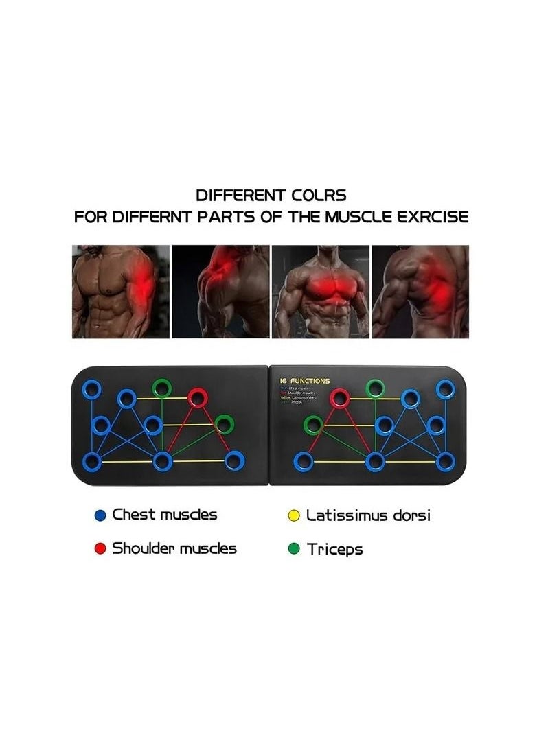 Generic - 1-Piece Multifunctional Folding Support Muscle Exercise Push-Up Board,16 Training Functions Portable Abdominal Enhancement Support Fitness Equipment - Image 1
