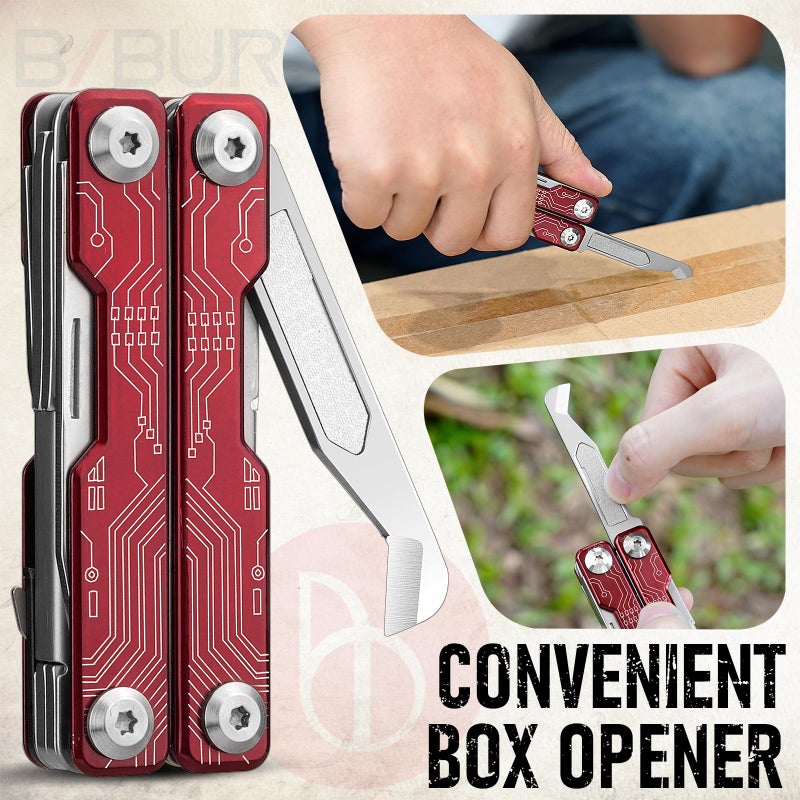 BIBURY Mini Keychain Multitool Scissors BI2061R, 9 in 1 Multitool EDC Scissors with Screwdriver, Bottle Opener, Pocket Knife, Spring -Mini Multi Tool for Outdoor, Daily Use, Gifts for Men and Women - Image 5
