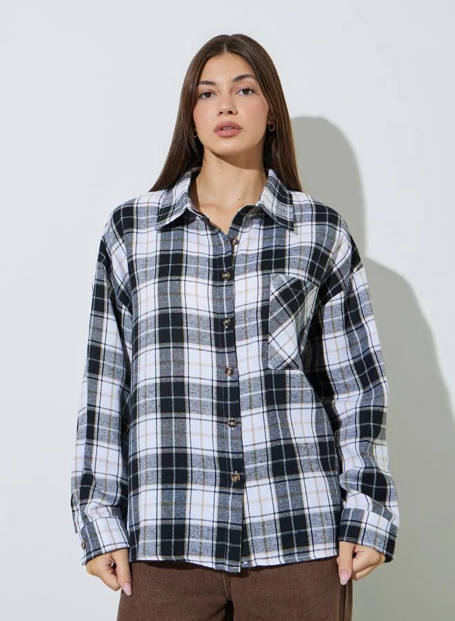 ستايلي Checked Long Sleeves Oversized Shirt
