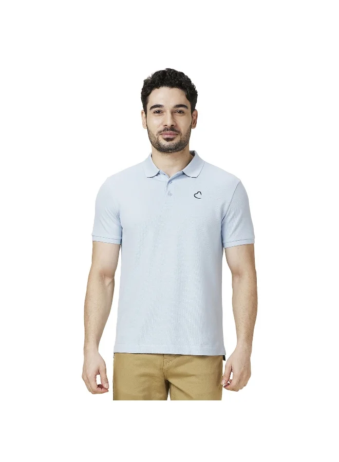 Being Human Mens Sky Blue Short Sleeve Polo T-Shirt